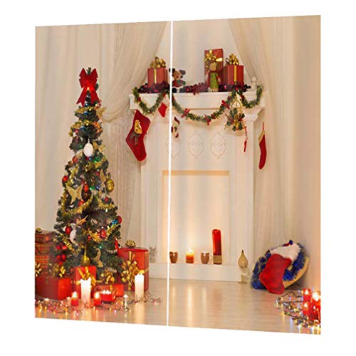 LIOOBO Weihnachten Vorhang wasserdicht Vorhang lebendige Weihnachtsbaum Vorhang Fenstervorhänge für Schlafzimmer Wohnzimmer Balkon Weihnachtsfeier