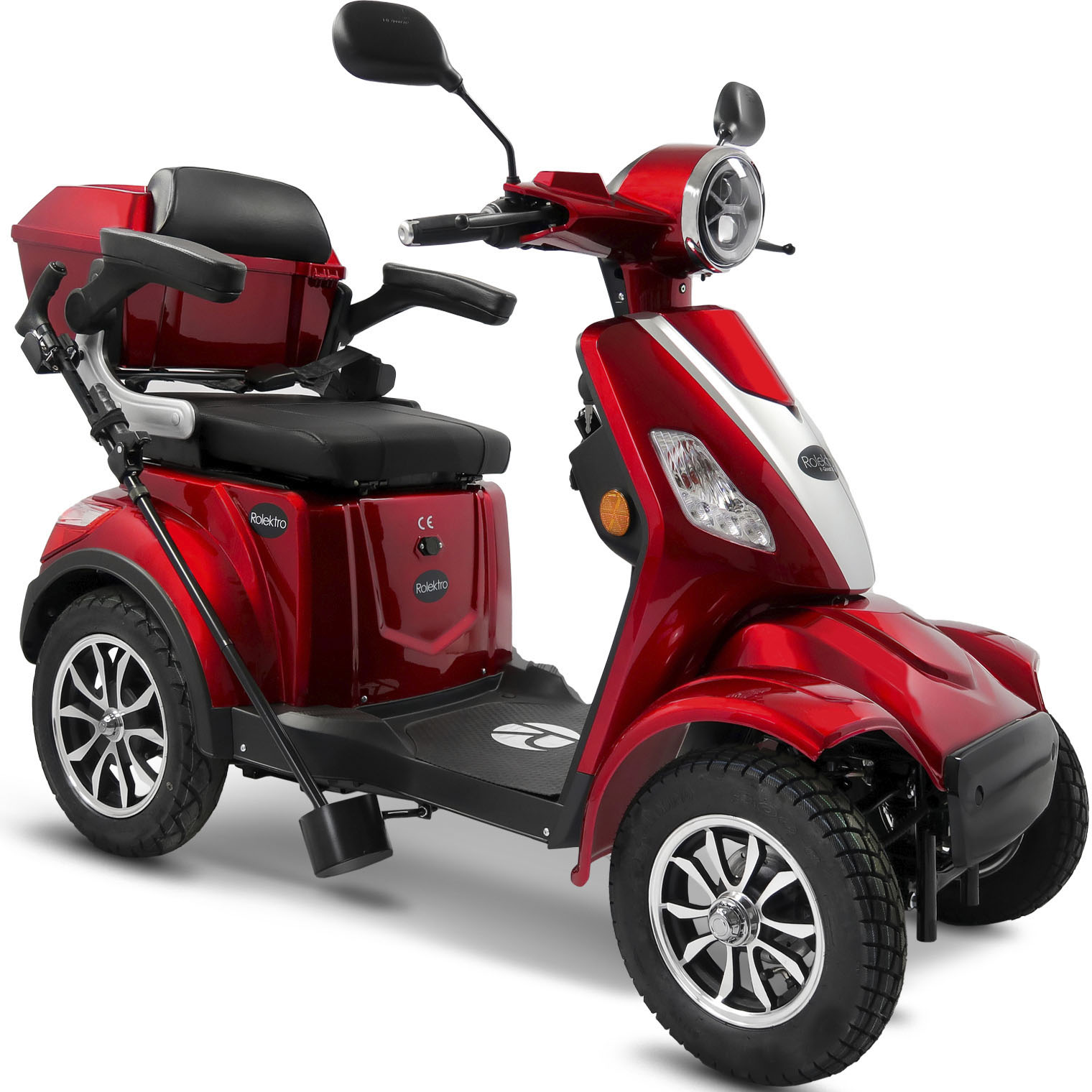 Rolektro E-Quad 25 V.3 Pro Rot mit Lithium Akku - Elektromobil 4-Rad - 80km Reichweite - 1000W Seniorenmobil mit Zulassung