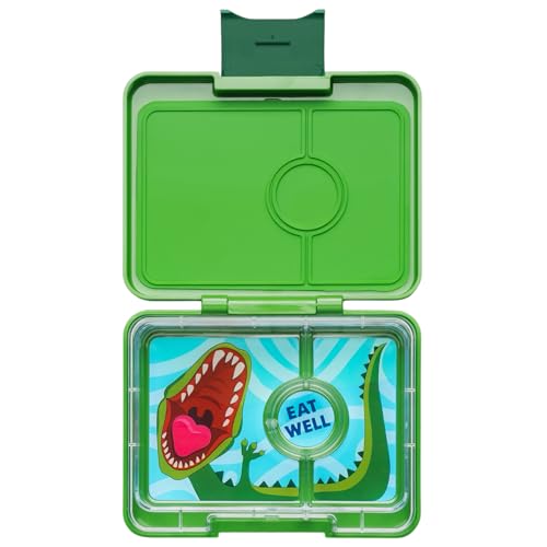 Yumbox Snack S Lunchbox (Jurassic Green) - kleine Brotdose mit 3 Fächern | Kinder Bento Box für Kindergarten - passt in den Schulranzen