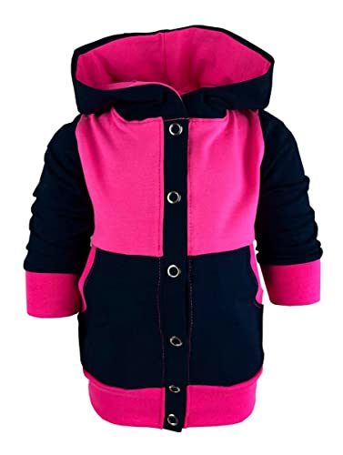 Kleiner Fratz Langarm Kapuzen Hoodie Multicolor Jacke (Farbe Navy-pink) (Gr. 76-86)