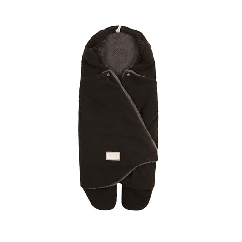 Nuvita 9100 Cuddle | Weicher Schlafsack mit Verstellbarer Kapuze und individuellem Fußsack | perfekt für 0 bis 10 Monate (80 cm) | Temperaturbeständig bis 8 °C, Wasser- und Winddicht | Schwarz/Grau