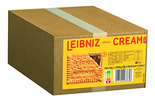 LEIBNIZ Keks'n Cream Choco - Doppelkekse - 100 einzeln verpackte Dessertpackungen im Catering-Karton - Original Butterkekse mit Schoko-Creme Füllung (100 x 19 g)