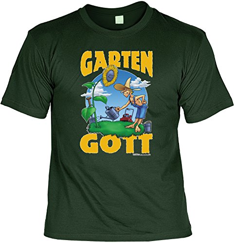 RAHMENLOS witziges Sprüche Tshirt Garten-Gott grün