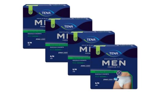 TENA MenPremium Fit Protective Underwear Maxi Small/Medium Unterhose für Herren, atmungsaktiv, 4 x 10 Stück
