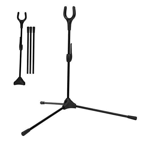 Parluna Bogenschießen Bogenständer, Recurve Bogen, zusammenklappbares Leichtgewicht Langlebig für die Jagd im Freien(Black)