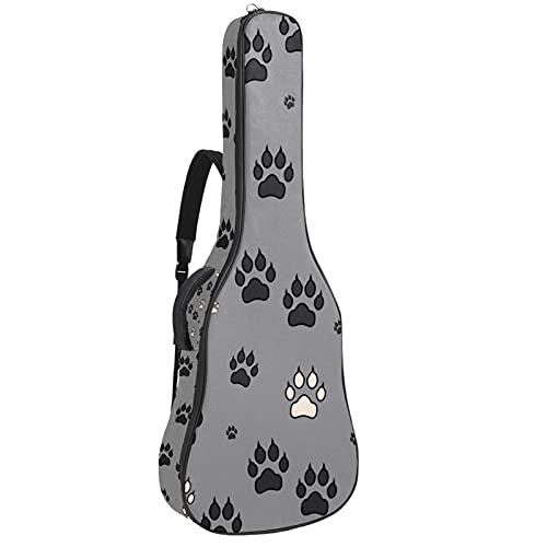 Gitarrentasche Grauer Pfotenabdruck Gig Bag Für Akustische Klassische Elektrische 40 41 Zoll Gitarre Tasche wasserdichte Guitar Bag