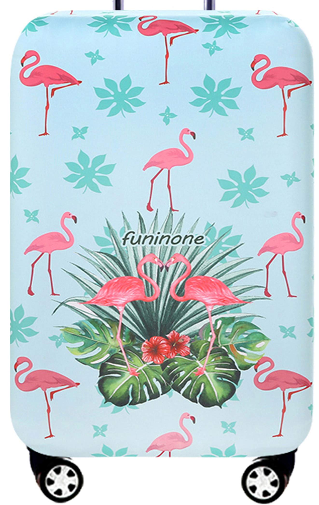 Hayisugal Kofferschutzhülle elastische Kofferschutzbezug extra dick Gepäckschutz Kofferbezug Kofferhülle Luggage Cover Koffer Hülle Schutzbezug mit Reißverschluss, Flamingo-2, L (25-28 Zoll)