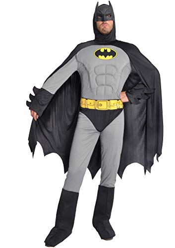 Ciao Herren Batman Classic Costume Adulto Originale DC Comics (Taglia L) Con muscoli pettorali imbottiti Kostüme, Grau/Schwarz, L