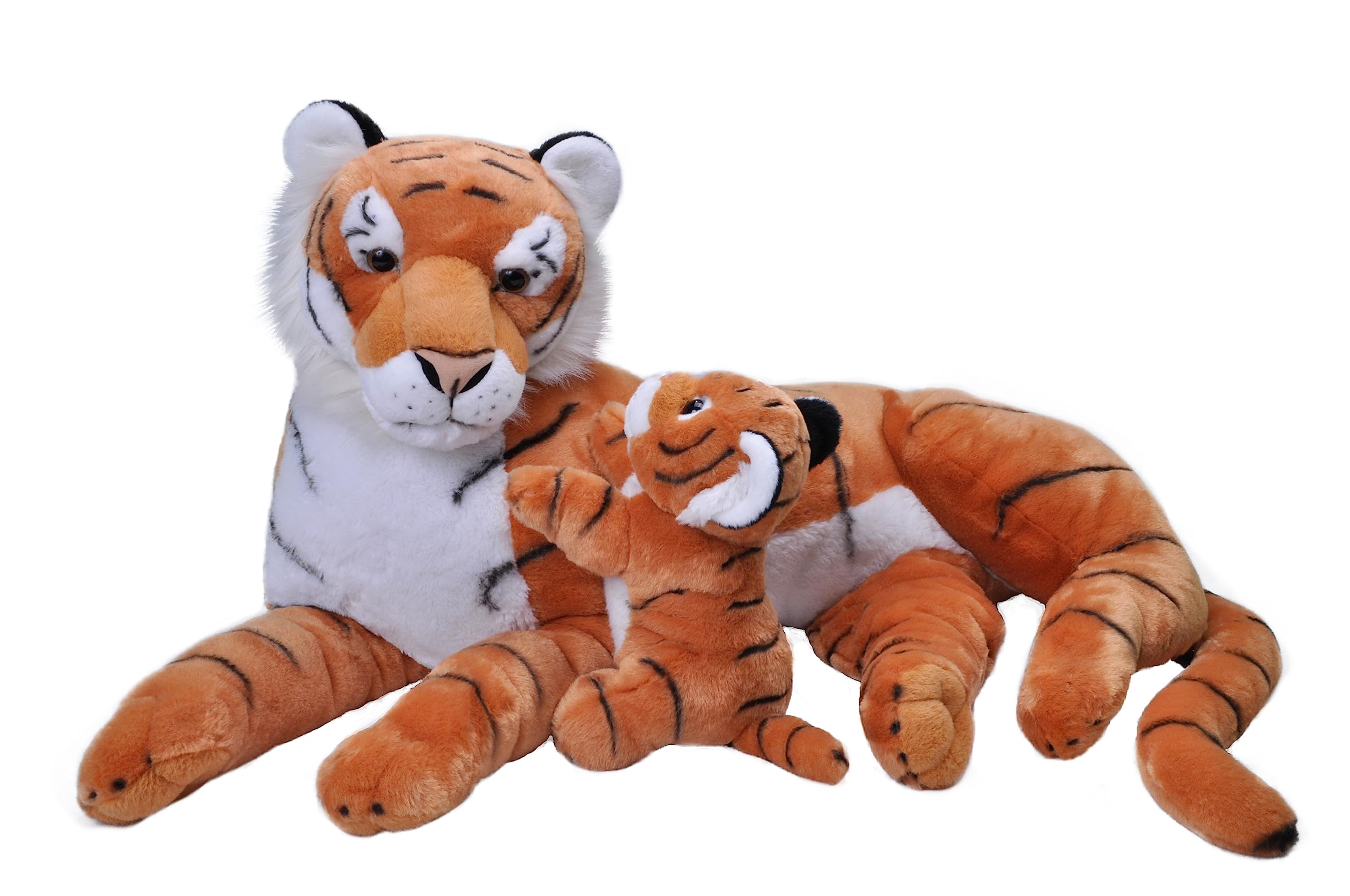 Wild Republic Mom and Baby Jumbo Tiger, Großes Kuscheltier, 76 cm, Geschenkidee für Kinder, Kuscheltier mit Baby, Riesen-Stofftier aus recycelten Wasserflaschen
