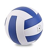 HYFDGV Volleyball für Strand, Volleyball, weich, aus PU-Leder, für Erwachsene und Kinder, für drinnen und draußen, Volleyball (Farbe: blau-weiß)