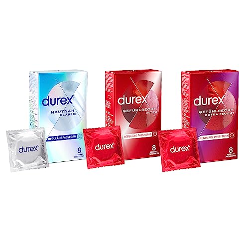 Durex Hautnah Classic 8er - Durex Kondome Ultra 8er - Durex Kondome Extra Feucht 8er - Durex Mix Ausprobierset