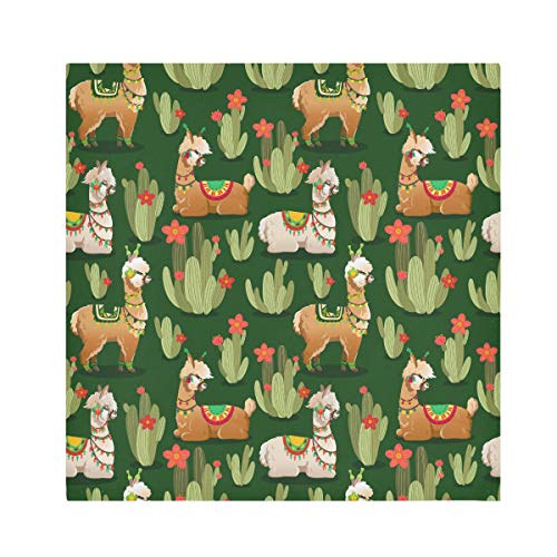 HaJie Servietten Tropischer Kaktus Süße Alpaka Dinnerserviette Papier Satin Polyester Tuch wiederverwendbare Servietten für Tisch Kinder 50,8 x 50,8 cm, 6 Stück