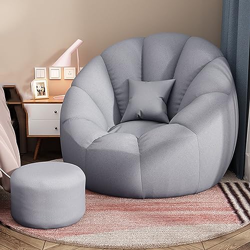 DESHVA Sitzsack-Stuhl-Sofabezug für Erwachsene (kein Füllstoff), fauler Sitzsack-Stuhl, tragbarer Sitzsack-Stuhl-Sofa-Set, bequemer Freizeit-Sofasessel für das Schlafzimmer Wohnzimmer,Light Gray