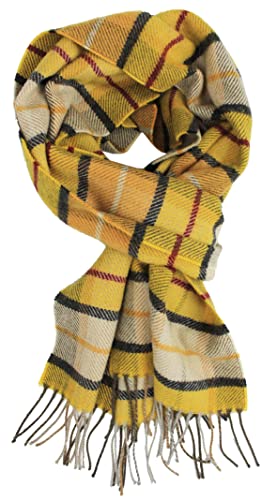 Rotfuchs Winterschal & Warm Karo modisch Mehrere Farbstellungen Wolle Made in Germany, Gelb Beige, 30 x 180 cm