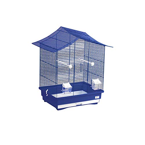 decorwelt Vogelkäfige XL Blau Außenmaße 54,5x40x63 cm Urlaub Reisekäfig Zubehör Wellensittich Futternapf Kanarienkäfig Plastik Vogel Modell K1