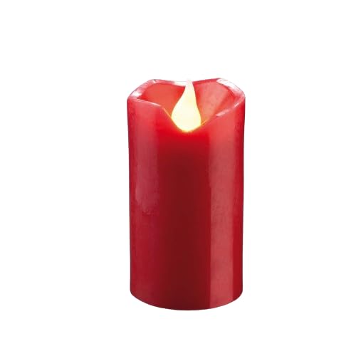 hellum 4er Set LED Kerze, Ø 5cm x 9,5cm hoch, 4 Stück rote LED Kerzen, Kerzen mit batterien (2xAA pro Kerze nicht inkl.), LED Weihnachtsbeleuchtung LED Deko, Echtwachs LED Kerze 150797
