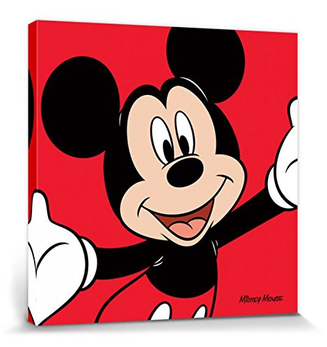 1art1 Micky Maus - Red Poster Leinwandbild Auf Keilrahmen 80 x 80 cm