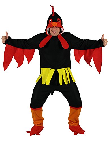 Foxxeo schwarzes Hühner Kostüm für Erwachsene in Größe M bis XXXL - Huhn Hahn für Herren Henne Tier Damen Herrenkostüm Damenkostüm Tierkostüm Größe L