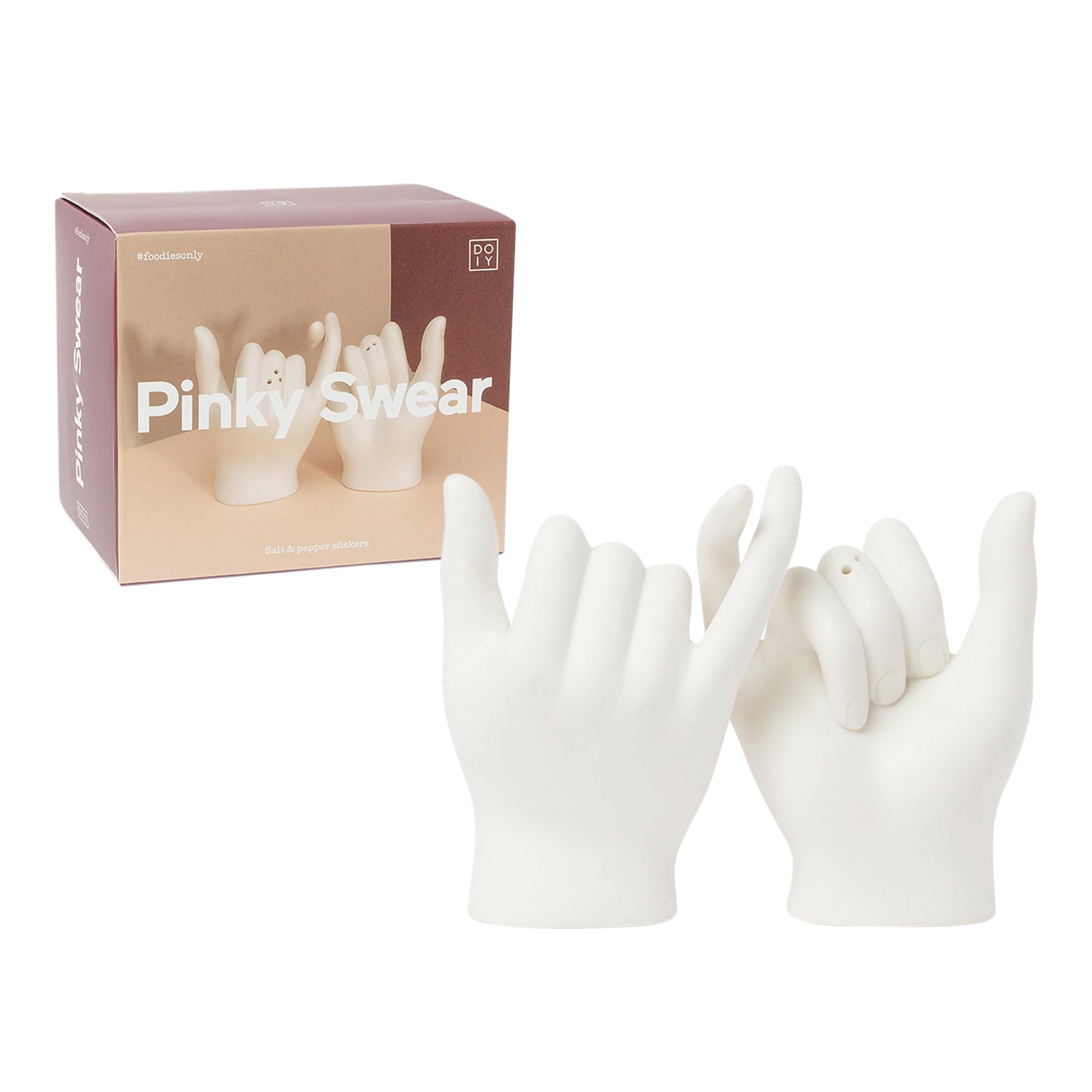 DOIY - Moderne Salz- und Pfeffermühle in Pinky-Swear-Form (kleines-Finger-Versprechen) aus Keramik. Verleiht Rezepten das Extra, bewahrt Frische. Maße: 12x14x17,5 cm.