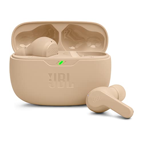 JBL Wave Beam – Kabellose In-Ear Ohrhörer mit IP54 und IPX2 Wasserdichtigkeit – Freisprechfunktion und 32 Stunden Akkulaufzeit – In Beige