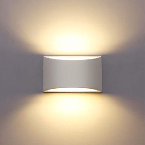 LED Wandleuchte Innen, 7W Weiß Gipsleuchte Modernes Design Wandlampe LED Licht Up und Down Wandlicht Spotlicht Warmweiß für Badezimmer, Wohnzimmer, Schlafzimmer, Flur (G9 LED Birne enthalten)