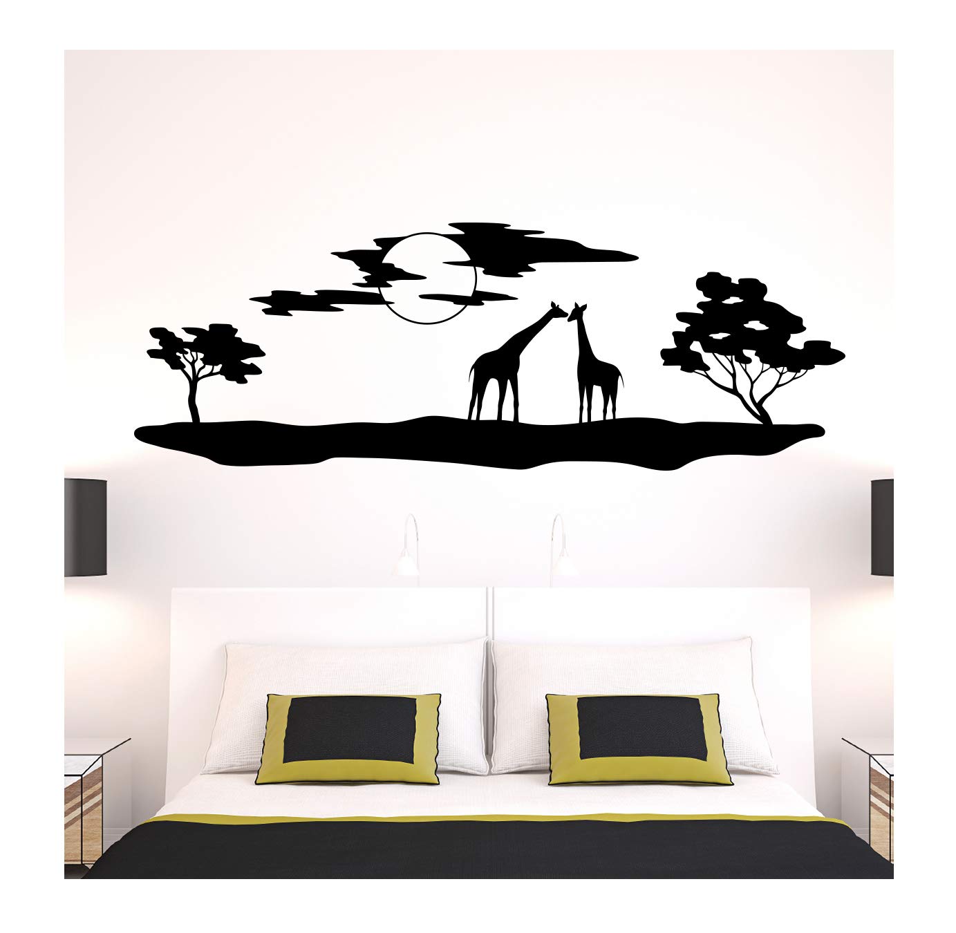 Ambiance-Live Wandtattoo Afrika Tiere & Giraffen – 55 x 160 cm, Schwarz
