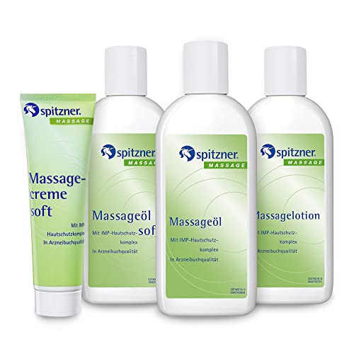 Spitzner Classic Massage Testset, 4-teilig (Massageöl “Classic“ 200 ml+Massageöl “Soft“ 200 ml+Massagelotion „Classic“ 200 ml+Massagecreme “Soft“ 50 ml
