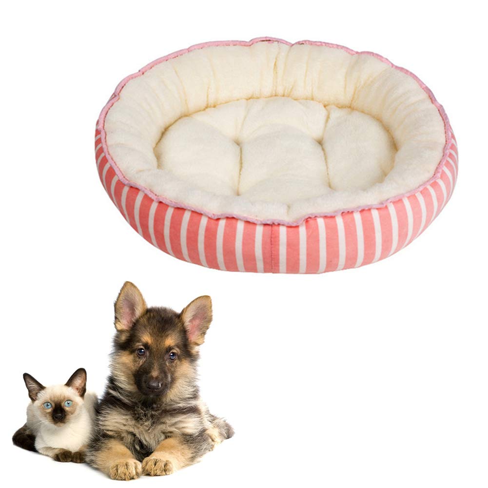 WESEEDOO Haustierbett für Hunde und Katzen, flauschiges Katzenbett aus Plüsch, für Hunde und Katzen, klein, oval, rose, M