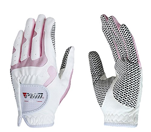 PGM Damen Golf Handschuh One Paar, verbesserte Grip System, Kühl und bequem, weiß/pink