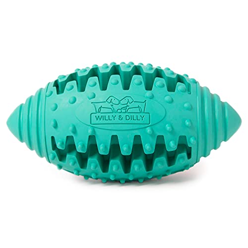 Willy & Dilly | Rugbyball Hundespielzeug aus 100% Naturkautschuk | Grün | für mittelgroße bis große Hunde