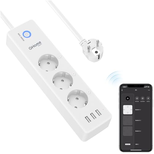 ONEPLUG Smart WiFi Steckdosenleiste mit 3 Steckern und 3 USB, Steuerung per App, kompatibel mit Alexa und Google Home, programmierbar mit Timer-Funktion, Verbrauchsüberwachung, 1,5 m