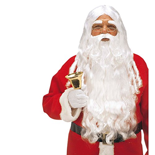 Amakando Langer Weihnachtsmannbart ca. 50 cm und Weihnachtsmannperücke, Deluxe Set, Langer Santa Claus Bart Samichlausbart
