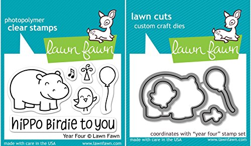 Lawn Fawn Year 4 Hippo Birdie To You Stamp and Die Bundle LF655 LF660 by Lawn Fawn