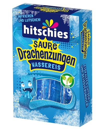 hitschies Saure Drachenzungen Wassereis Blau 10 x 40ml - Fruchtig-saures Wassereis - Sorte: Blaue Himbeere - Ideal im Sommer - Vegan