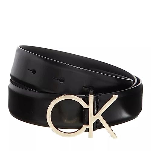 Calvin Klein Damen Gürtel Re-Lock Ck Logo Belt 30mm aus Leder, Schwarz (CK Black), 65 cm