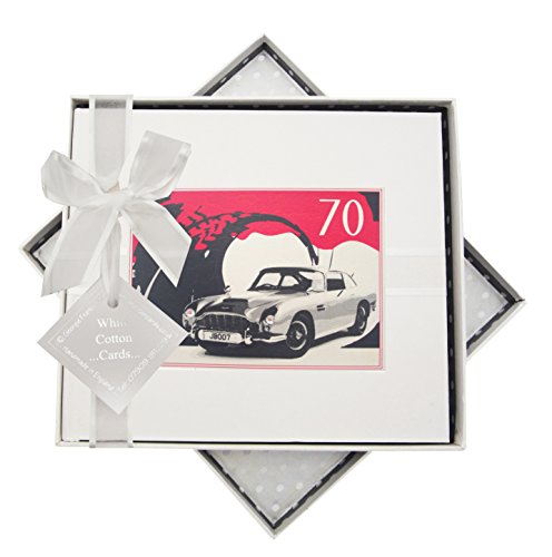WHITE COTTON CARDS 70. Geburtstag, Gästebuch, Classic Car, weiß