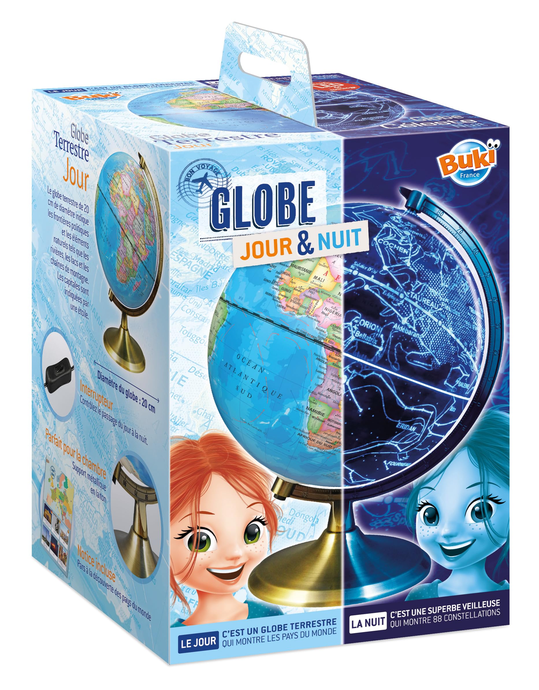 BUKI France 7345 Tag und Nacht Globus (FRANZÖSISCHE Version)