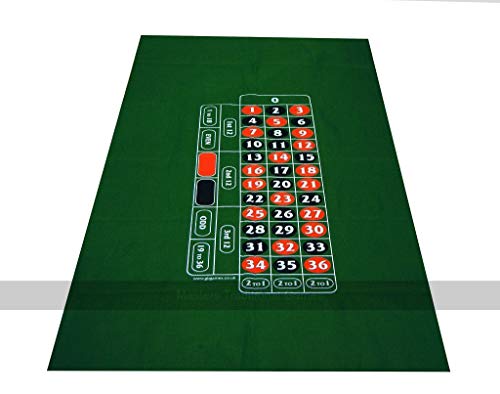 Masters Traditional Games Roulette Mat - Green Felt Cloth, 180 x 90cm