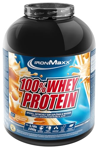 IronMaxx 100% Whey Protein, Proteinpulver für Eiweißshake, Eiweißpulver auf Wasserbasis mit Salted-Caramel Geschmack, 2,35 kg