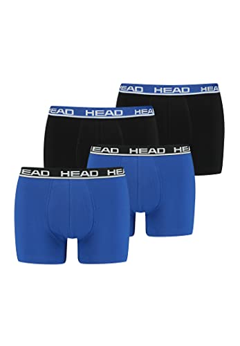 HEAD Herren Boxershorts Unterhosen 4P (Blue Black/Black Blue, S)