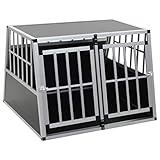 yorten Hunde Transportbox für Auto, mit Doppeltür Hundebox Autobox Hundetransportbox Alubox Hund Reisebox Silber 94 x 88 x 69 cm (B x T x H)