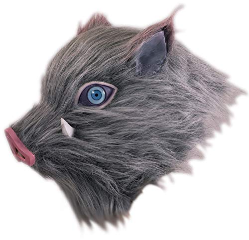 CosplayRim Inosuke Hashibira Maske Dämon Slayer Wildschweinmaske Vollkopf grau