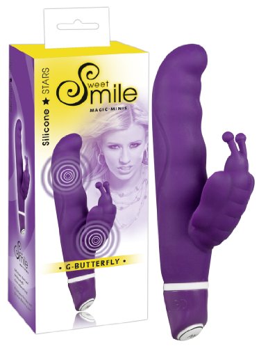 Sweet Smile G-Butterfly - leiser G-Punkt- und Klitorisstimulator für sie, softer Vibrator mit 7 Vibrationsstufen, 2-Motoren-Reizer für intensive Stimulation, lila