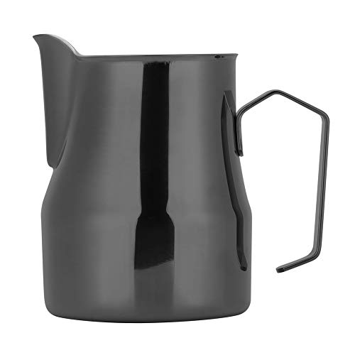 Milchaufschäumer Krug, Edelstahl Kaffee Aufschäumer Tasse für Milchkaffee Cappuccino Latte Art, Gold(schwarz)