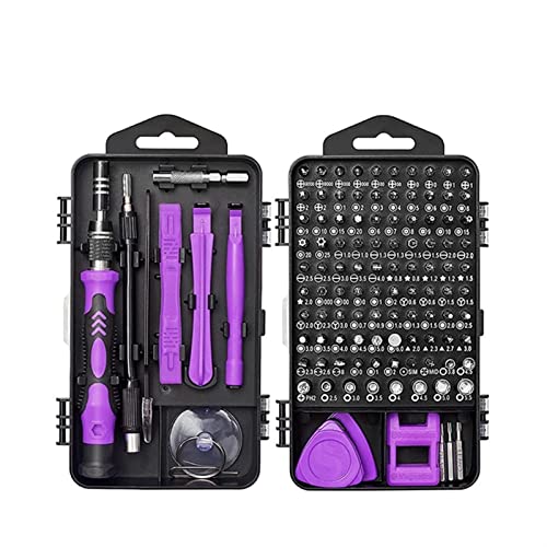 Werkzeugsatz 145-teiliges Präzisions-Schraubendreher-Set Torx-Sechskant-Schraubendreher-Kit Werkzeugkasten für zu Hause (Color : 122 purple)