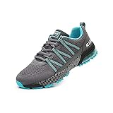 snugnap Laufschuhe Herren Damen Sneaker Sportschuhe Luftkissen Turnschuhe Running Tennis Schuhe Atmungsaktiv Straßenlaufschuhe Walkingschuhe Schwarz Blau Z3027 Blau EU 41 Blue