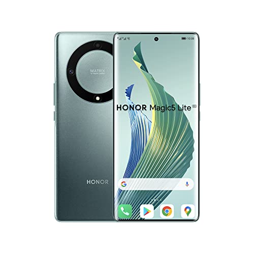 HONOR Magic5 Lite 5G Handy, Smartphone Akku 5100mAh, AMOLED gebogener Bildschirm 120Hz, dünn und leicht, Dreifachkamera 64MP, 8+256GB, Dual SIM, Android 12, Grün