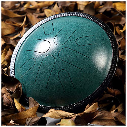 LJJ Steel Tongue Drum 8 Notes 10 Inch Asmuse Pan Drum Percussion Instrument with Mallets and Bracket Tonic Sticker Travel Bag