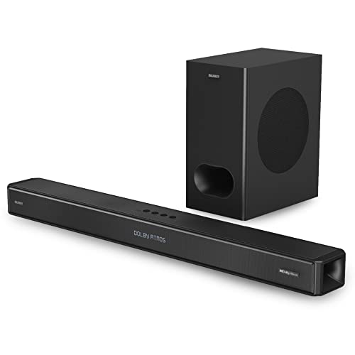 Majority Dolby Atmos 2.1.2 Soundbar mit Subwoofer 400 Watt, HDMI ARC, Bluetooth Soundbar für TV Geräte, Dolby Atmos Soundsystem, Kabelloser Subwoofer 3D Audio Lautsprecher, Optical, AUX Sierra Plus