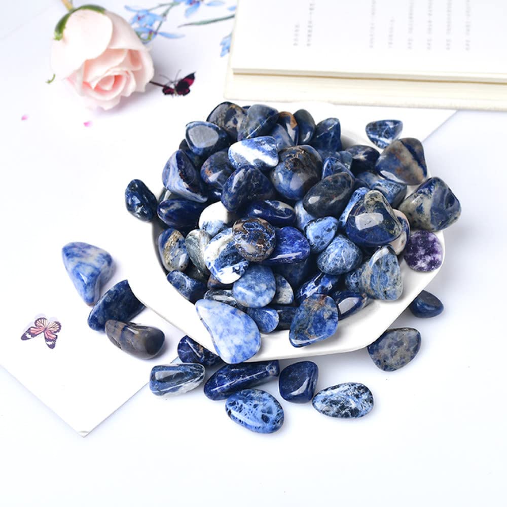 LIJUCAI 50 g/100 g große Größe 10–30 mm natürlicher Kristallquarz Amethyst Kies Probe roter Achat Lazuli Stein für Aquarium, Sodalith, 100 g